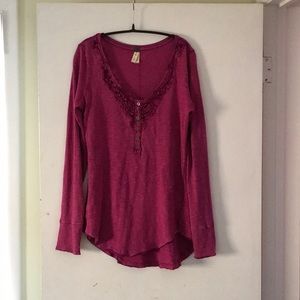 Free People fuscia long sleeve T